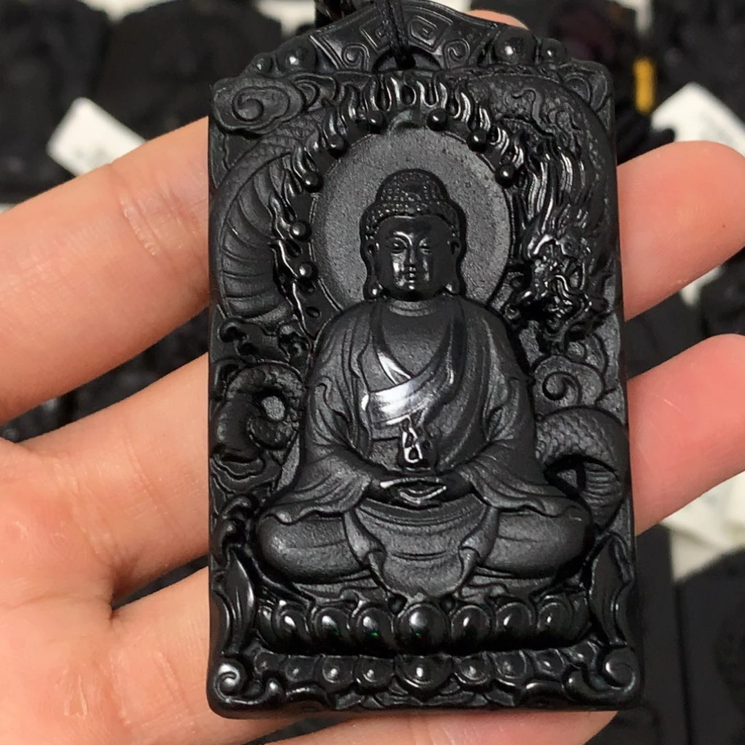 天然缅甸a货钢琴黑挂件