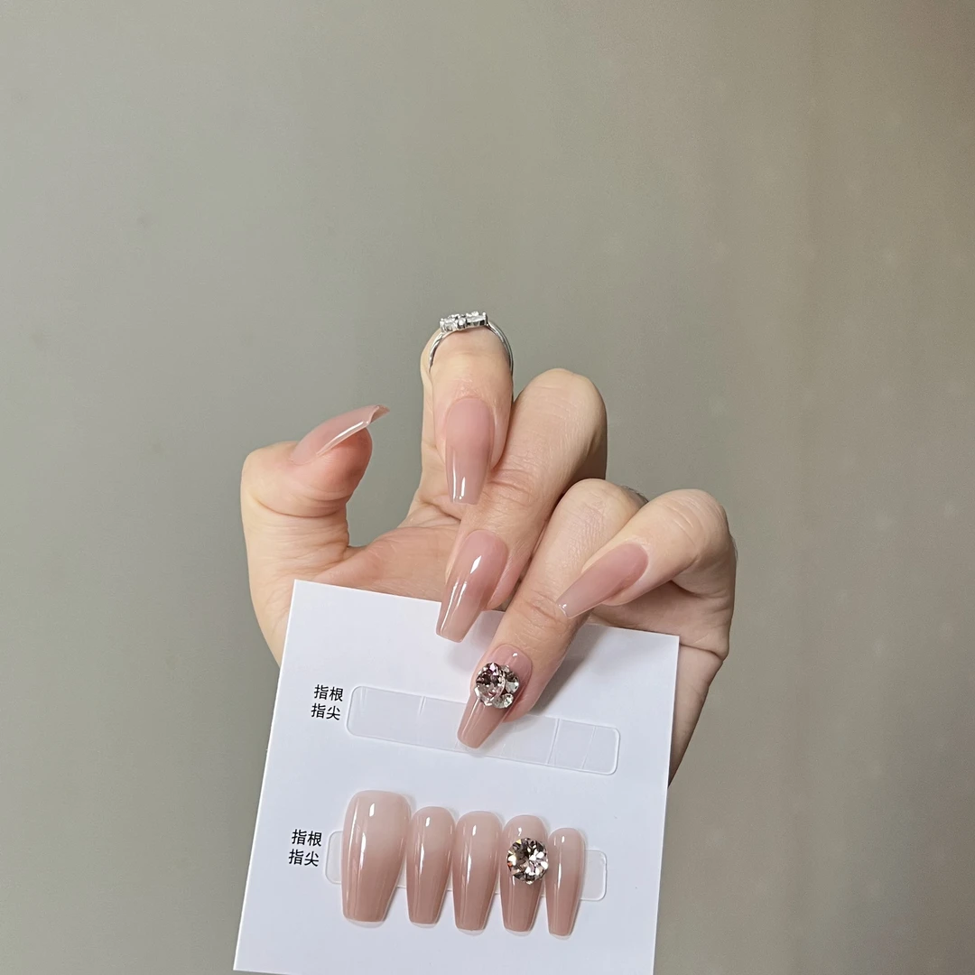 【华子18】保真施华洛纯手工穿戴甲猫眼美甲甲片显白指甲贴片中长款