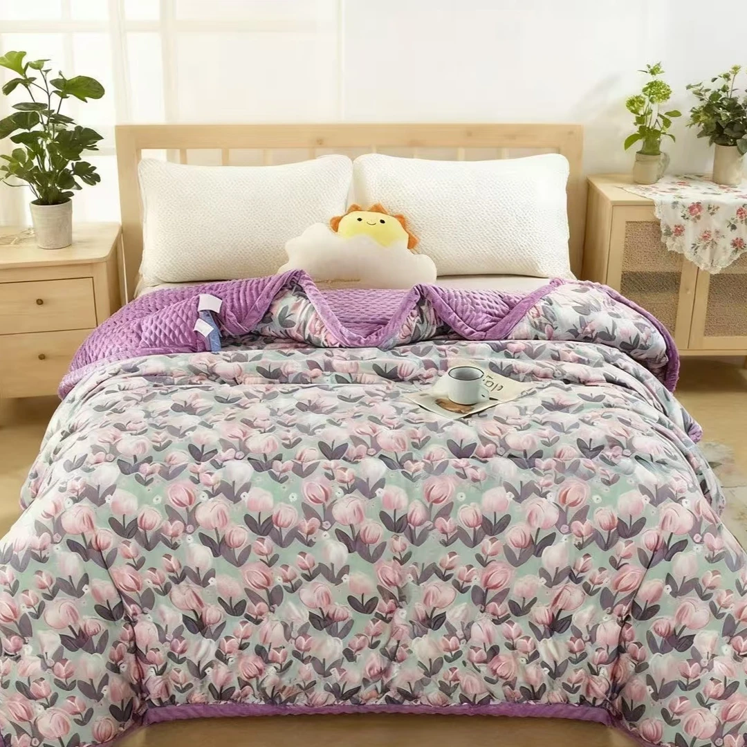 【试睡三十天】2025爆款豆豆被亲肤舒适贴身超舒适 浅紫花田