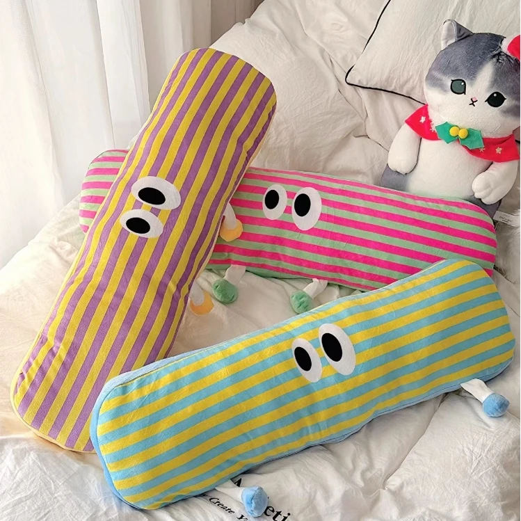 长条条纹90cm可爱毛绒公仔玩偶玩具抱枕腰靠 有问题联系客服