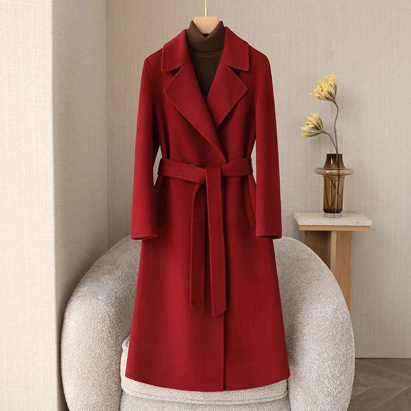 新款2025修身正肩重工长毛先手长款秋冬双面羊毛大衣-DY0185