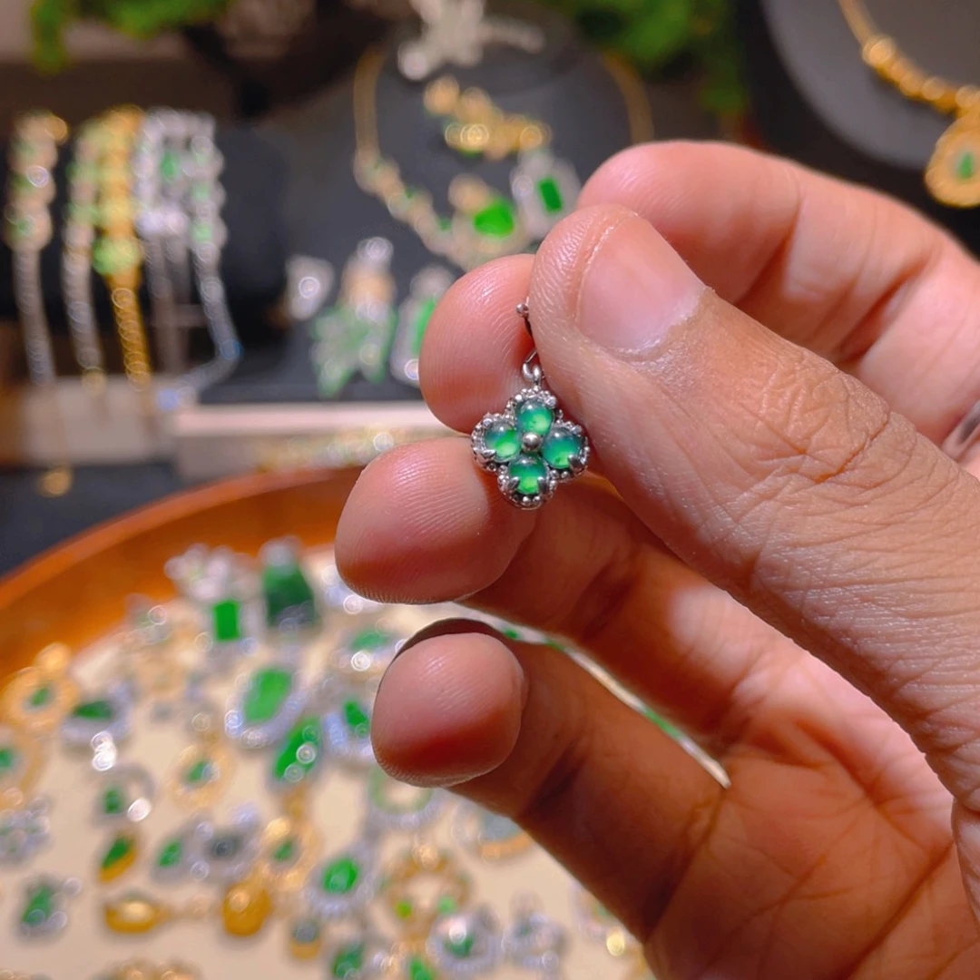 翡翠银S925镶嵌吊坠(不含链)