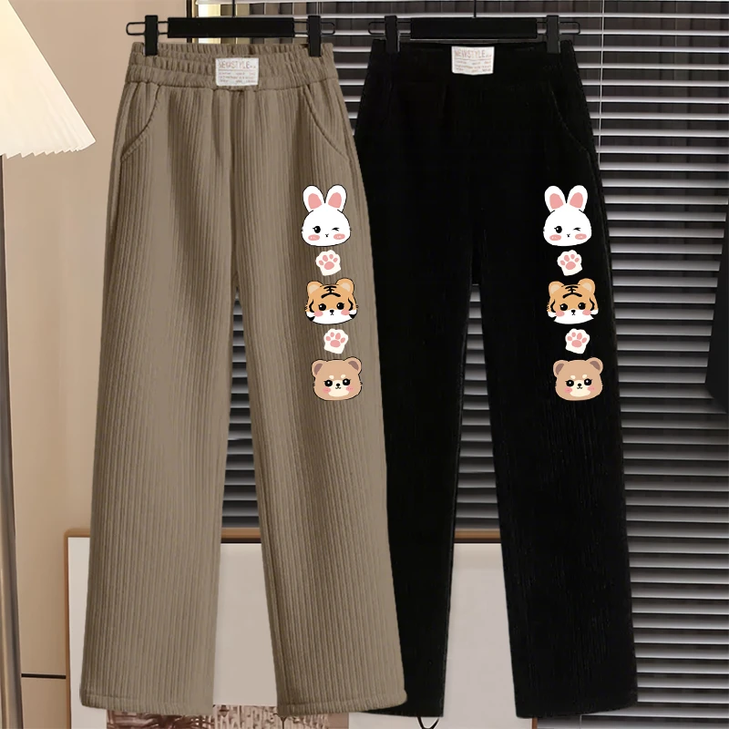 灯芯绒女童阔腿裤新款春秋季中大童裤子儿童休闲长裤女孩洋气筒裤