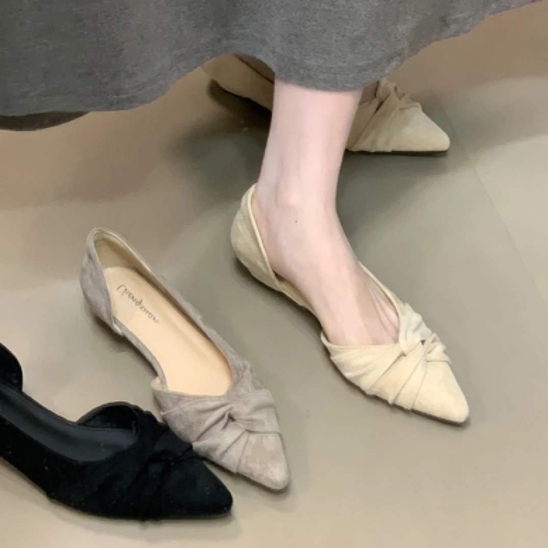 法式浅口尖头单鞋晚晚风温柔风低跟通勤不累脚女鞋气质