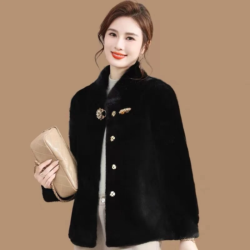 人造皮草 001新款短款外套貂绒女士外套时尚保暖女士秋冬立领冬季