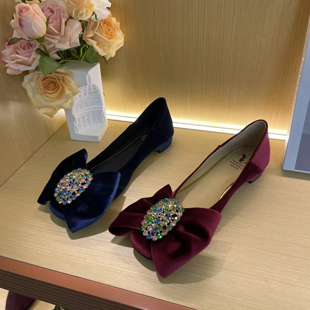 969【青雀】2025年新爆春款飞丝绒面时尚蝴蝶结浅口手工单鞋2cm