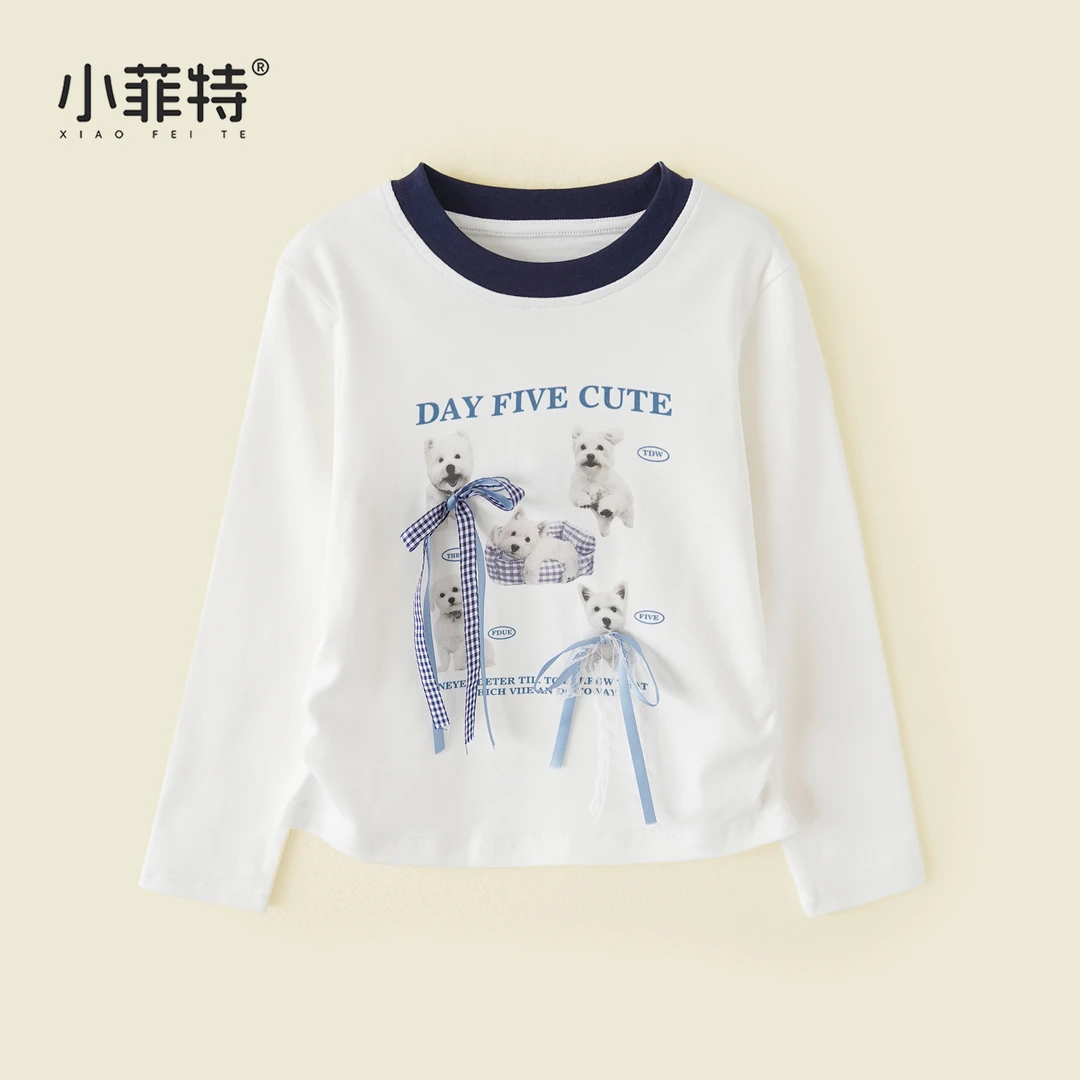 小菲特秋季新款女童装中大童儿童洋气潮款圆领长袖T恤BGYQ52493