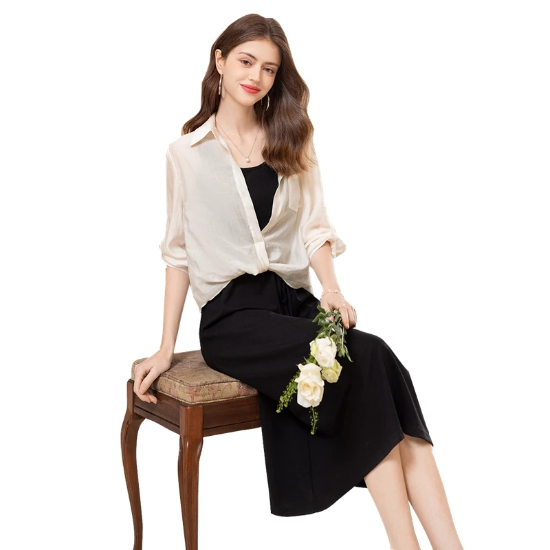 【品牌奥莱】她池2025春装新款女长袖外衫搭吊带裙套装T51Z0076N