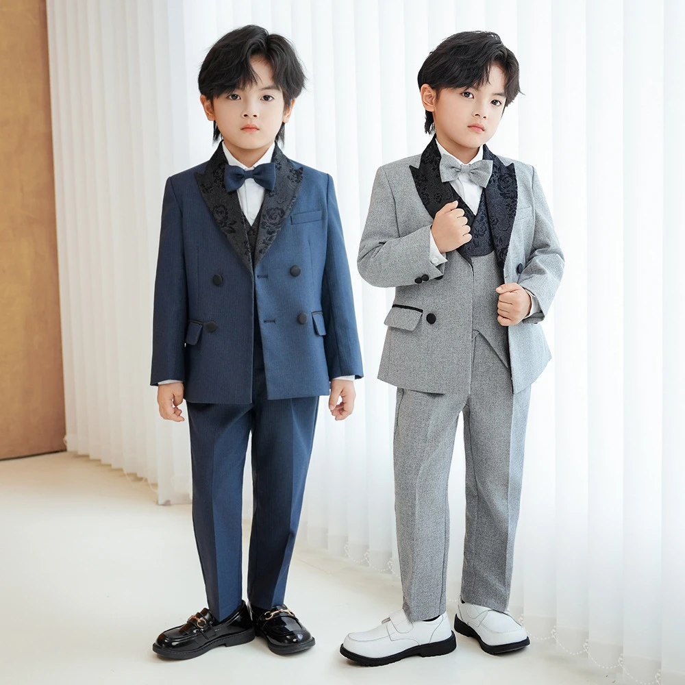 儿童西装礼服英伦花童演出服男童钢琴主持西服套装宝宝周岁摄影服