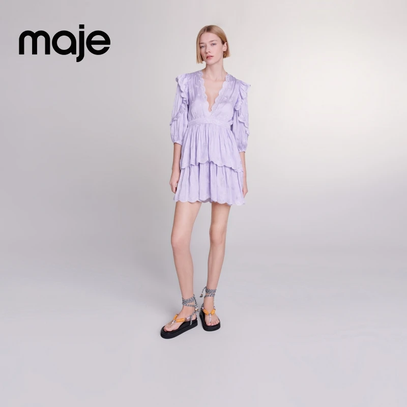 暖系穿搭|Maje秋季女时尚气质蛋糕连衣裙MFPRO03495