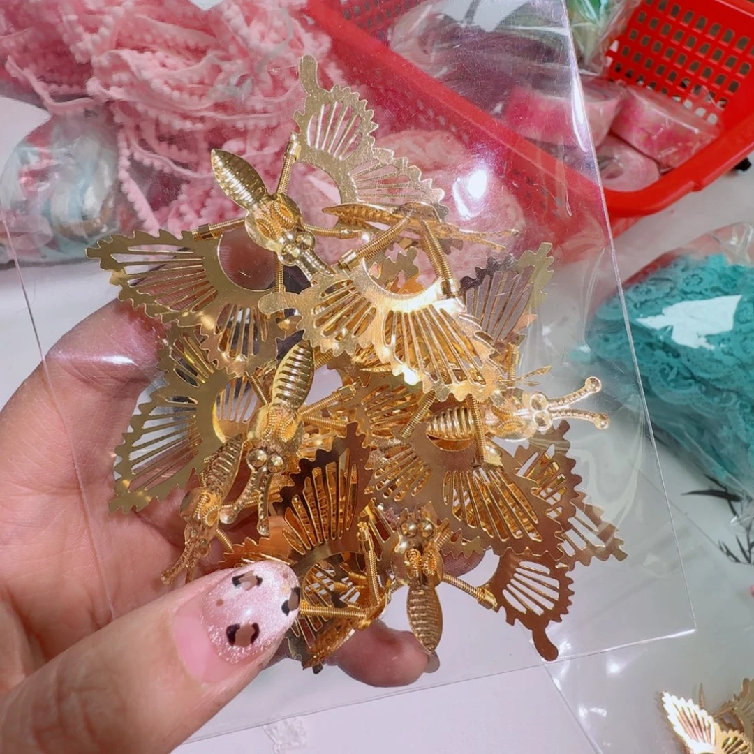 灵动蝴蝶翅膀10个，金色，不带发夹