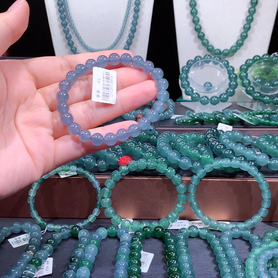 木***棉翡翠未镶嵌手链天然a货翡翠手串7.8