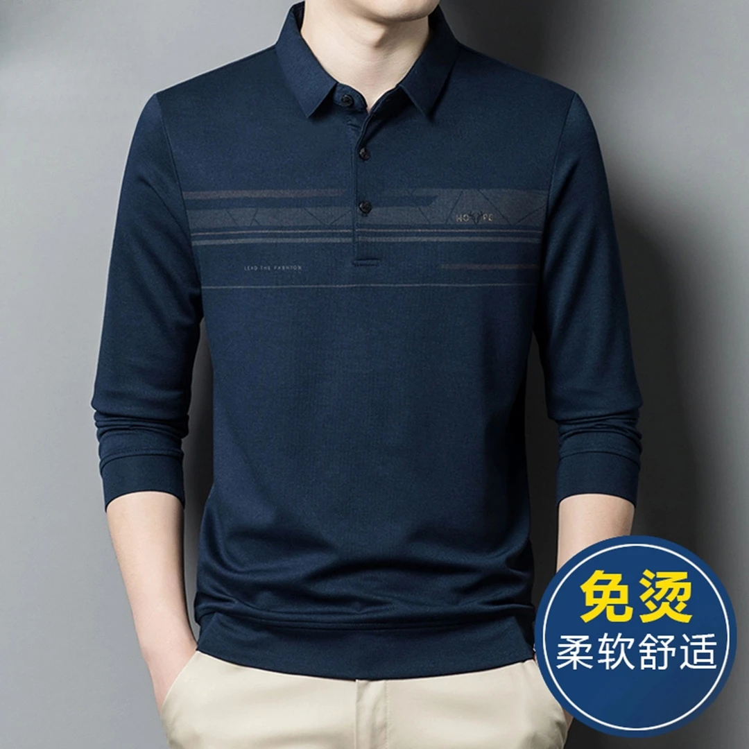 Louis Fordea/路易弗狄男士长袖T恤翻领Polo衫商务轻奢高级感男装