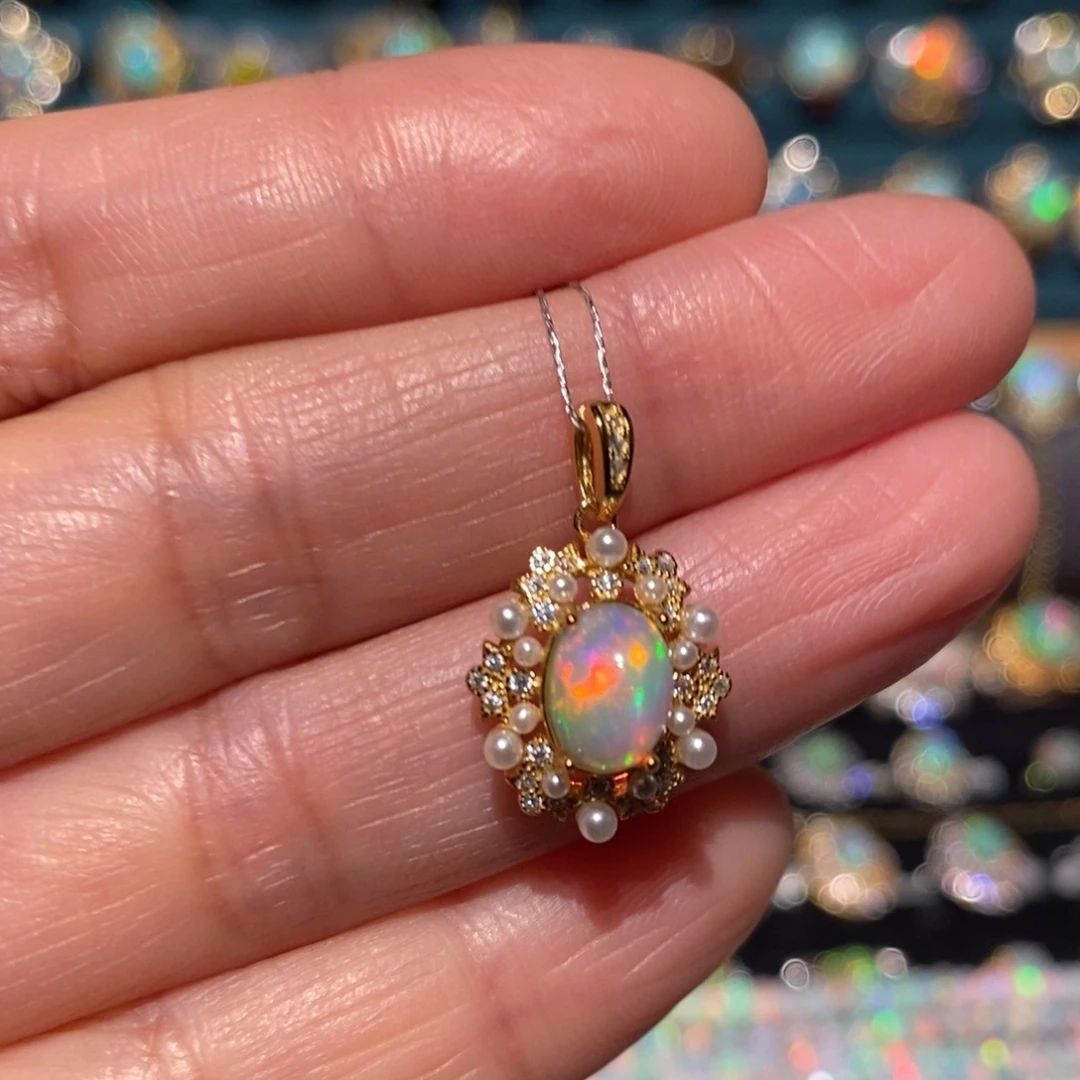 欧泊银S925镶嵌吊坠