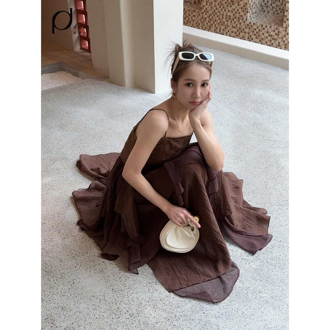 Seriase2025春不规则气质网纱吊带连衣裙女2499dopdop买手店