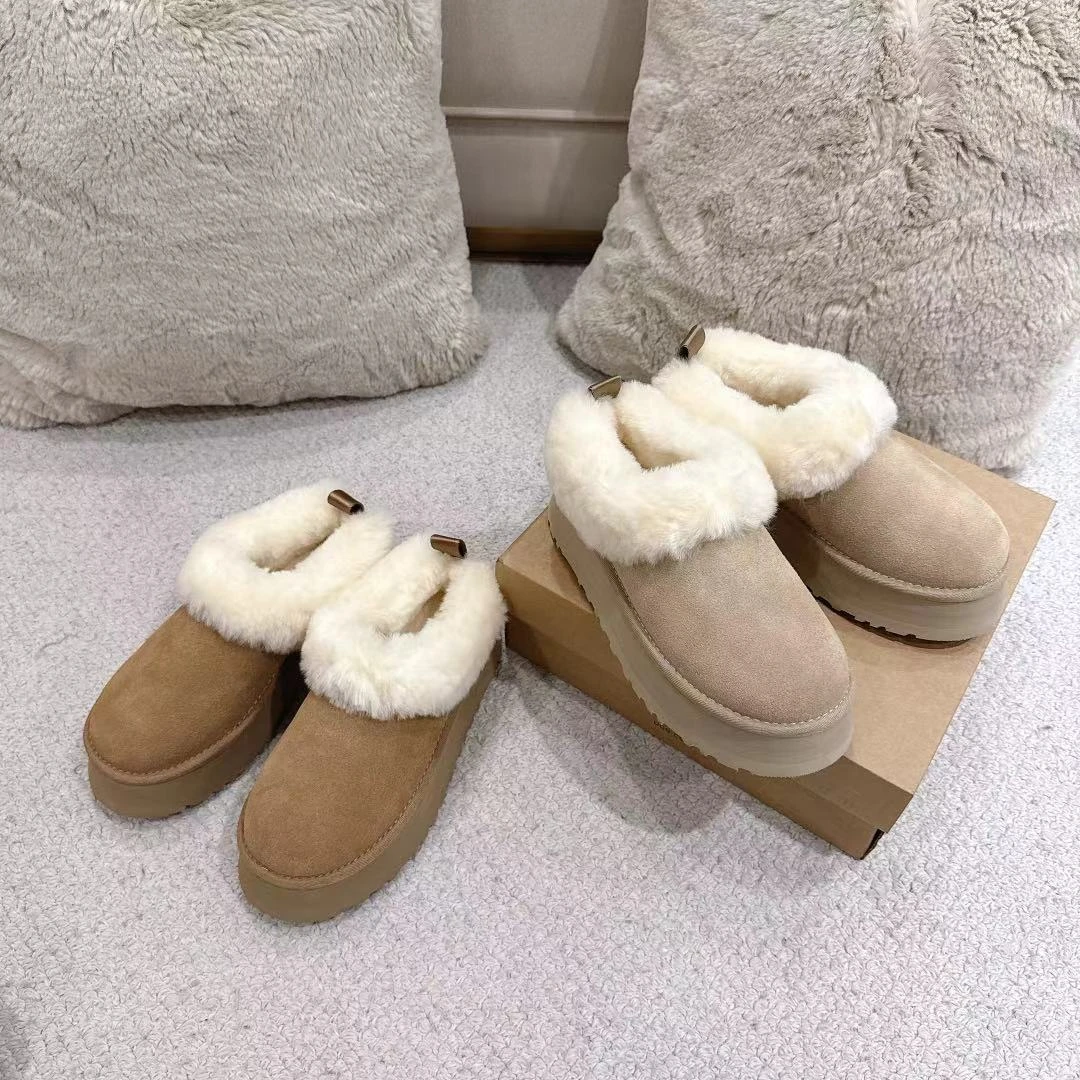 【丫丫女鞋】冬季圆头中跟时尚雪地靴秋冬时尚平底百搭厚底加绒棉鞋