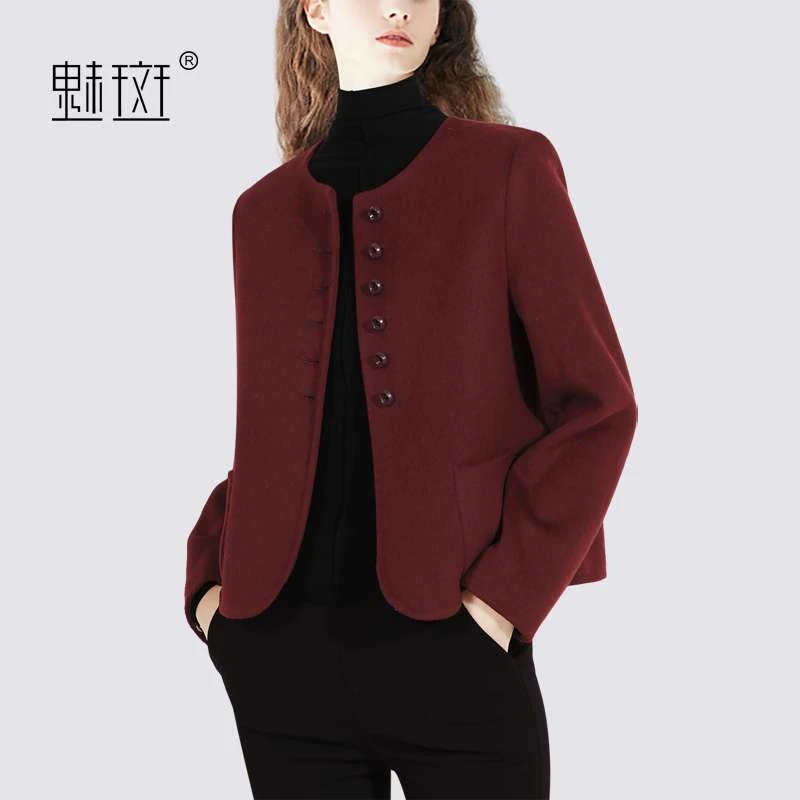 魅斑安哥拉新年红时尚双面呢大衣女2025冬季新款独特绝美毛呢大衣