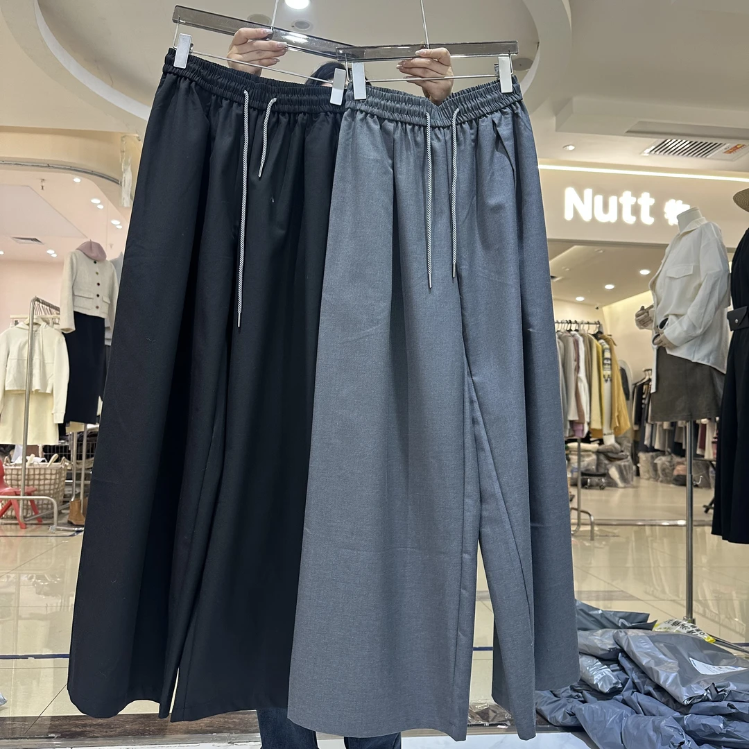 【YEZI家】春季新款花线抽绳松紧腰休闲西裤8276