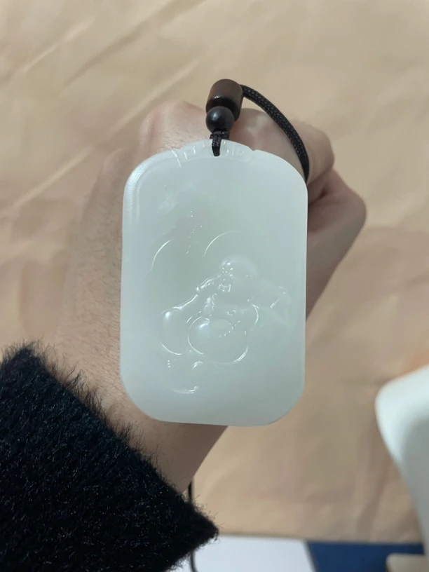 佛长方形光面白色吊坠平安牌吊坠男女项链纯白色吊坠