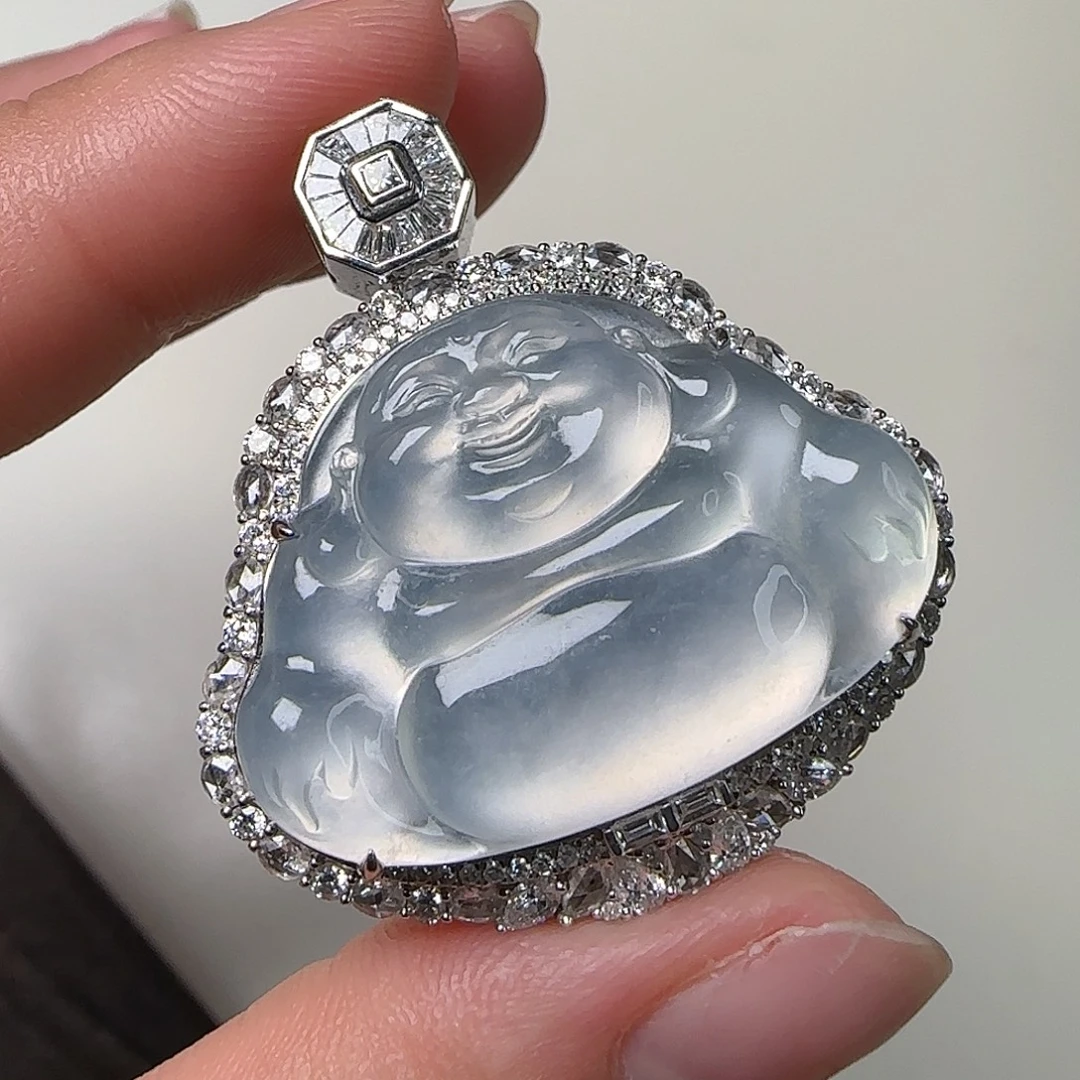 翡翠18K金镶嵌颈饰天然翡翠