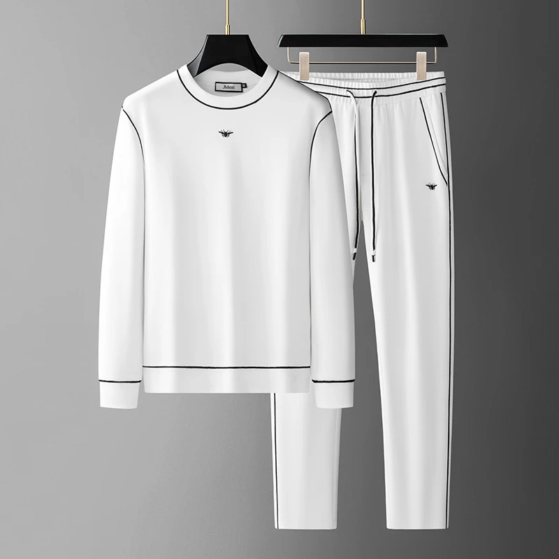 2025秋季新款男士潮流轻奢时尚卫衣套装男帅气刺绣男休闲运动套装