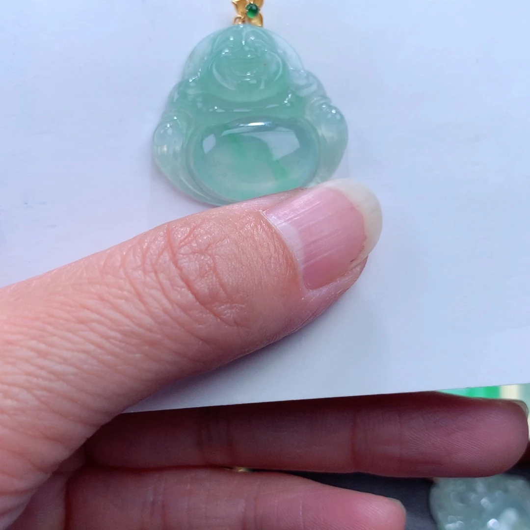 翡翠吊坠(不含链)18K金镶嵌