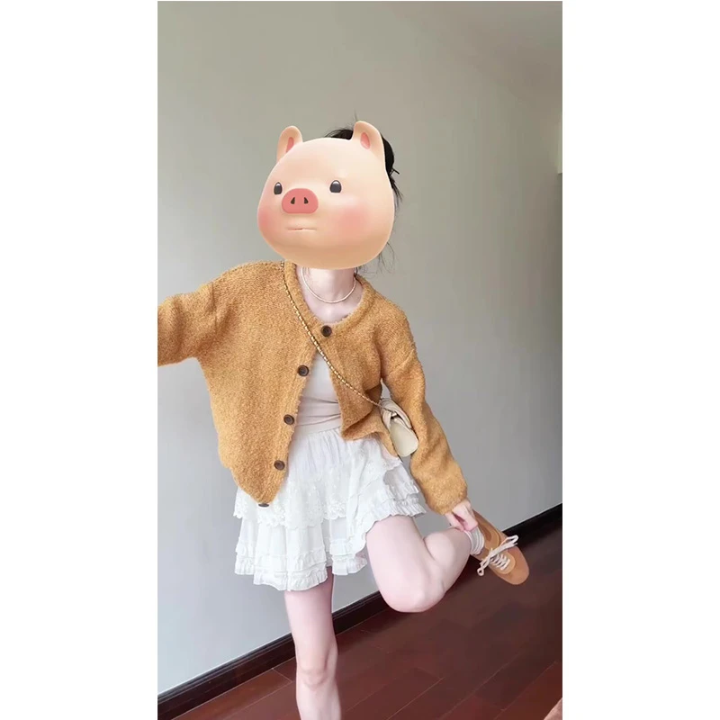 初秋装搭配一整套新款高级感时尚套装女韩系穿搭黄色毛衣两件套装