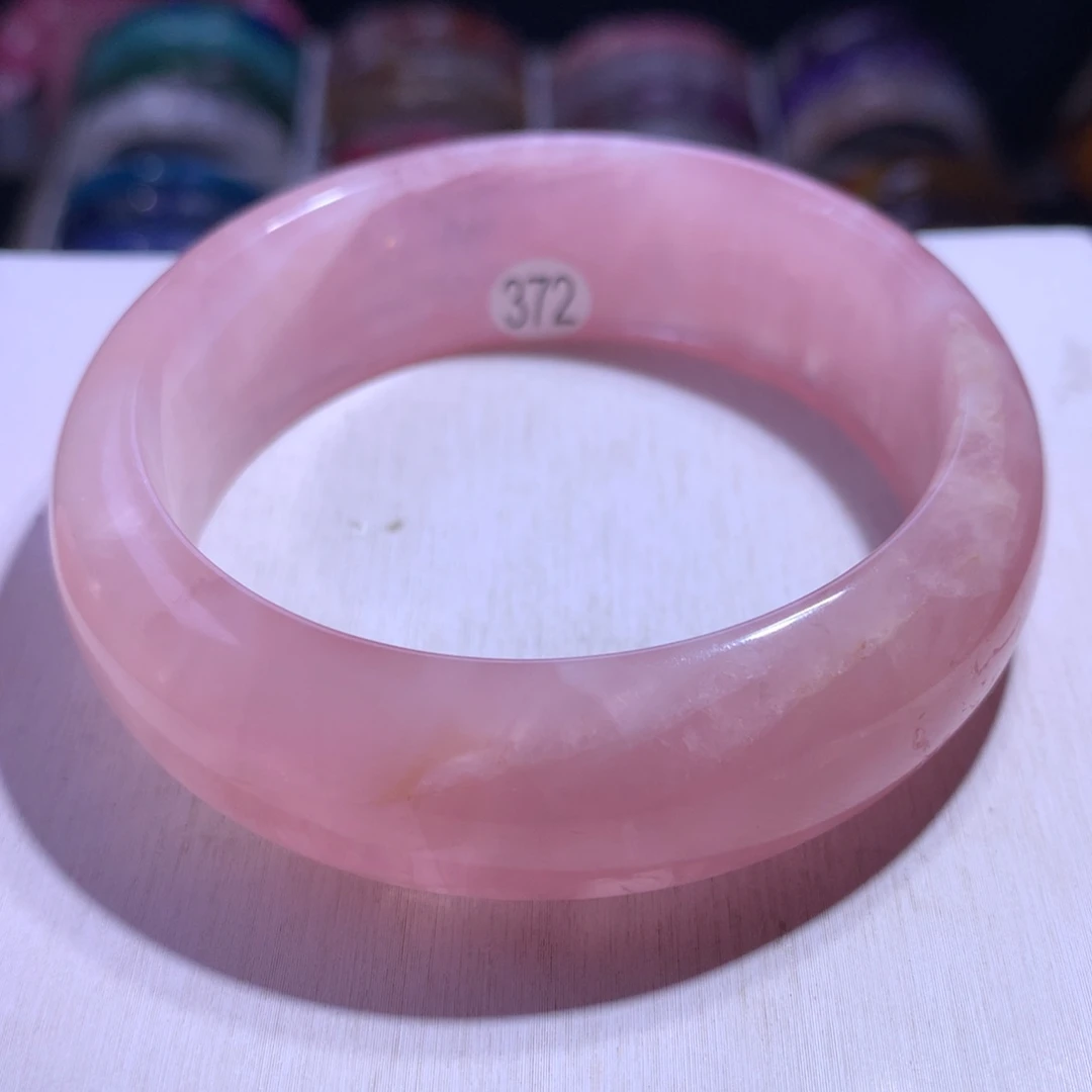 水晶银S925镶嵌手镯老矿粉晶61.2圈372