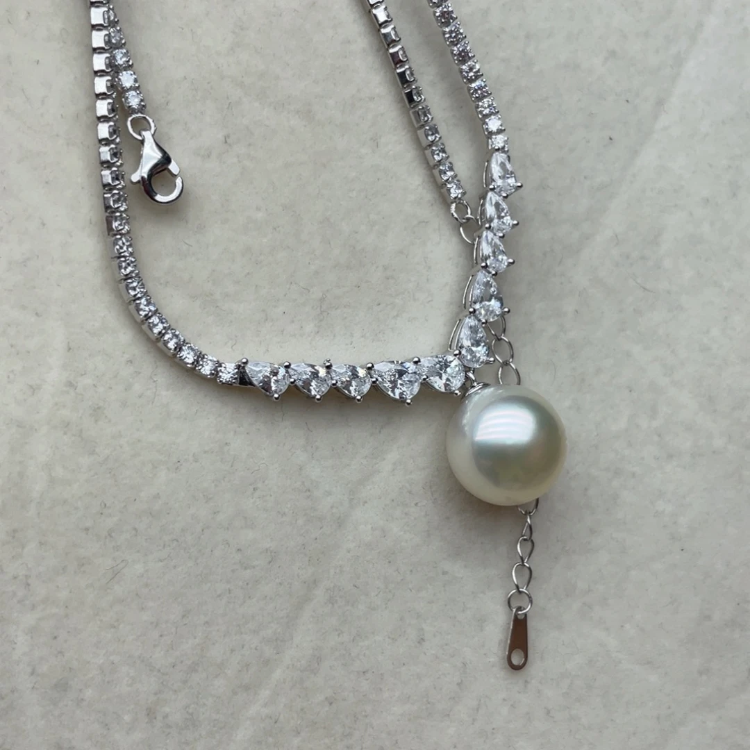 海水珍珠银S925镶嵌套链M67