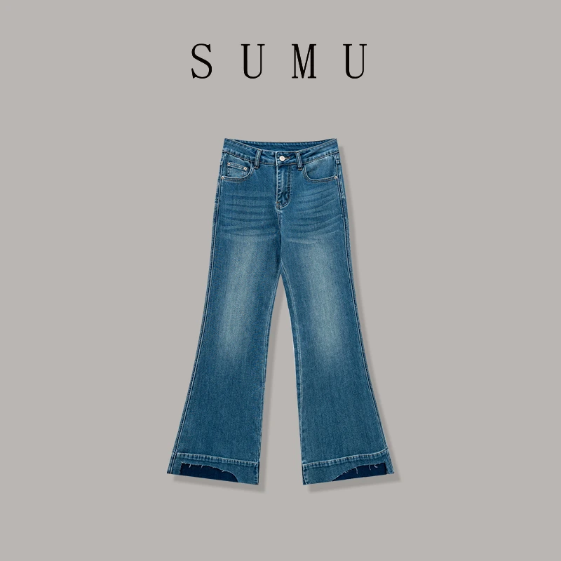 宿慕SUMU 女款牛仔裤 3-13 春季2025新款时尚微喇牛仔裤M000P8
