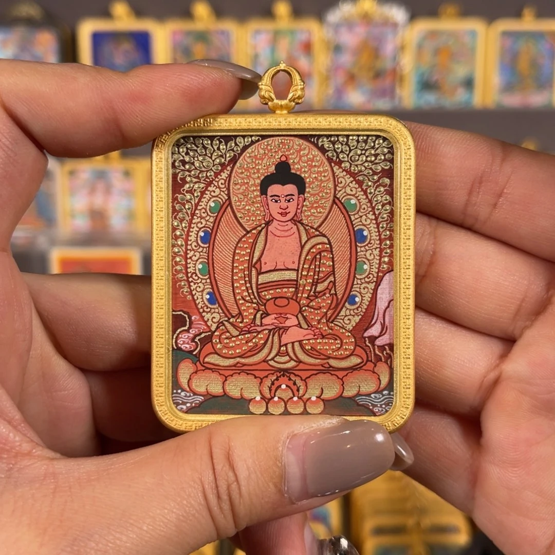 吊坠阿弥狗和猪守护青海热贡唐卡