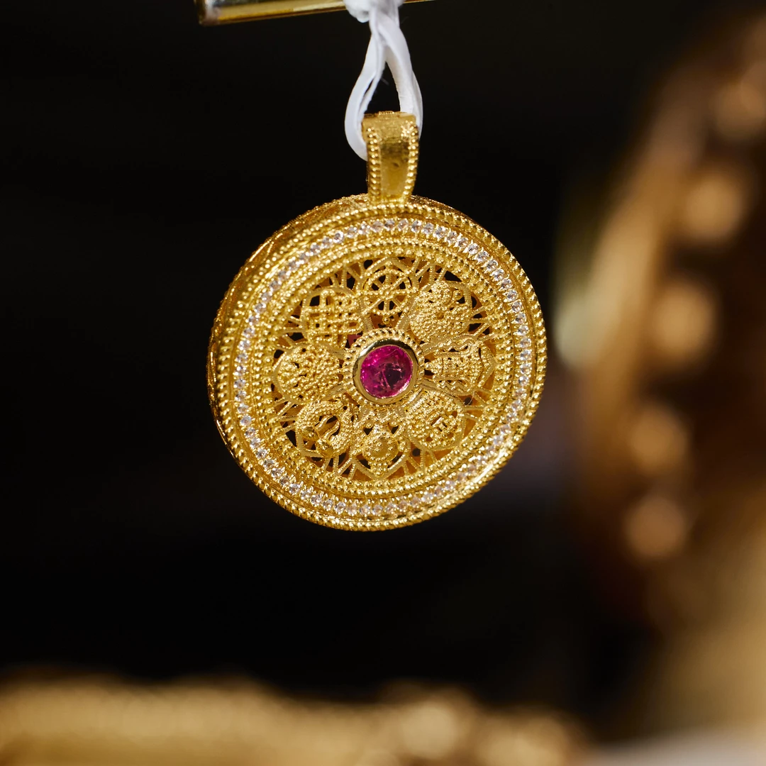 【普陀山】八宝罗盘*红宝石吊坠（加加）18K金镶嵌S1916