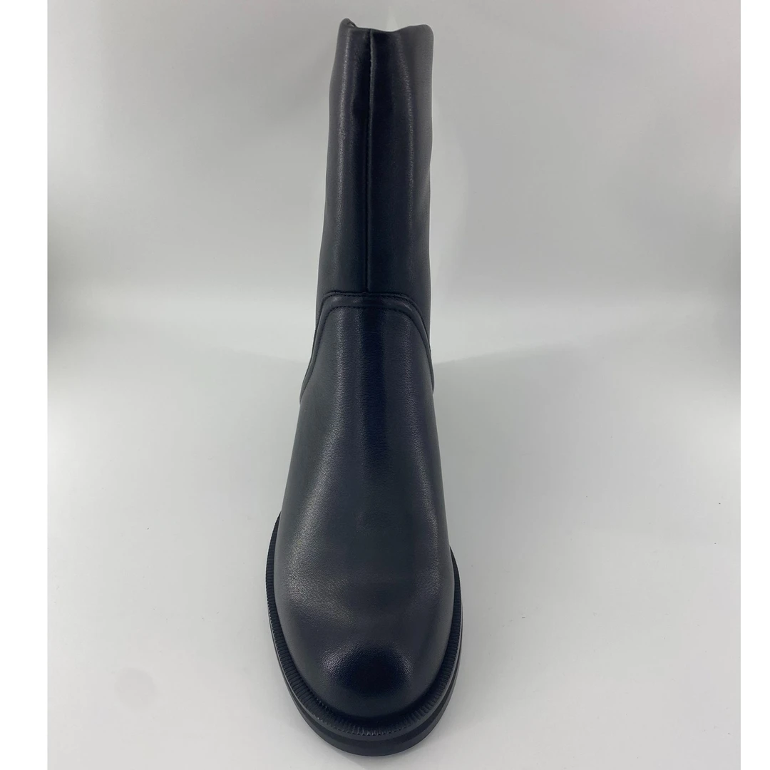 Kangnai/康奈康奈牛皮圆头平底短绒中筒女靴