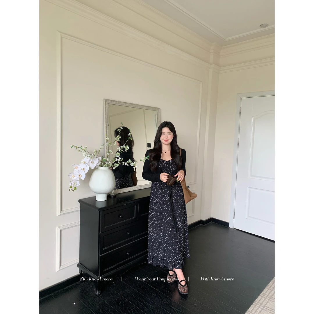 知葵微胖定制【银河星夜】夏款防晒开衫波点吊带套装12252MZS4574