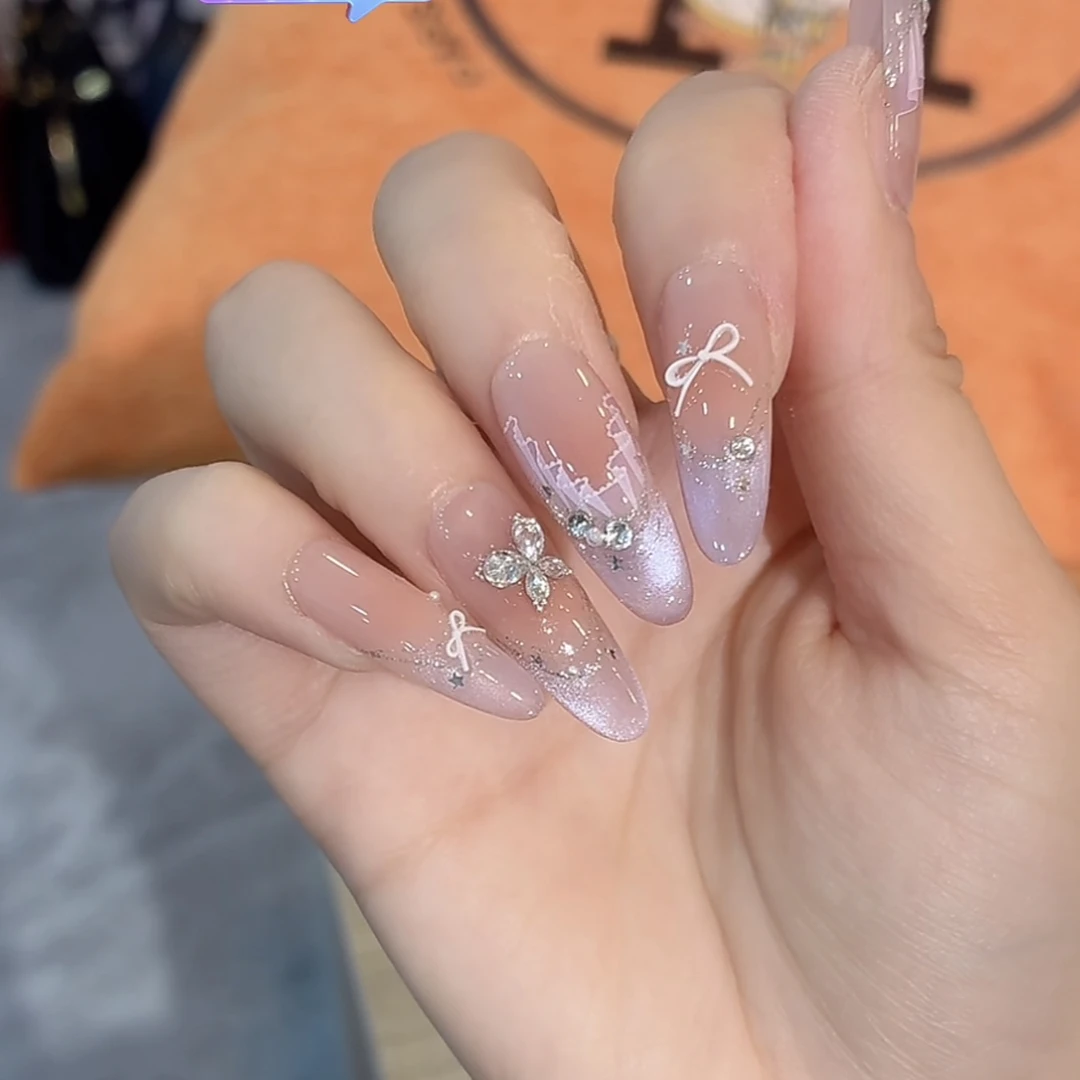 【水梦紫纱】鹿鹿家-纯手工穿戴甲新品猫眼高品锆X