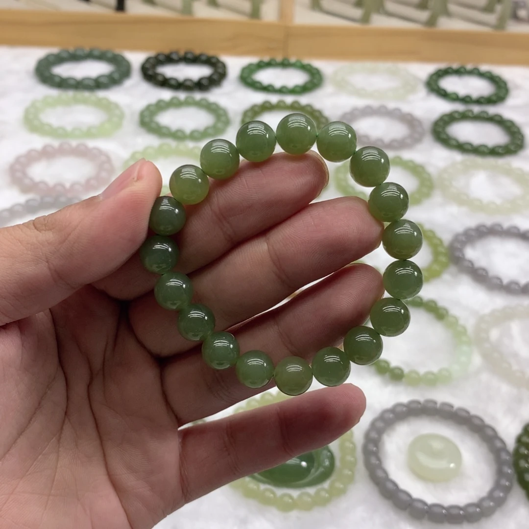 和田玉未镶嵌手串（湖水绿9.6）