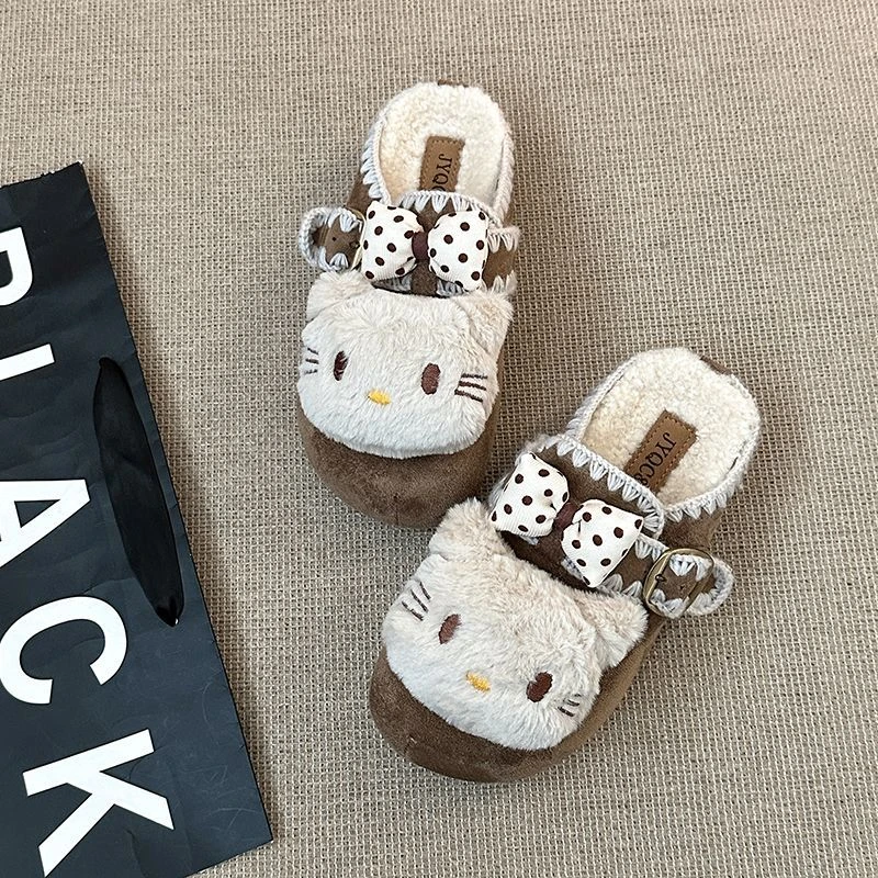 可爱卡通kitty猫包头半拖鞋女外穿2025新款厚底一脚蹬百搭勃肯鞋