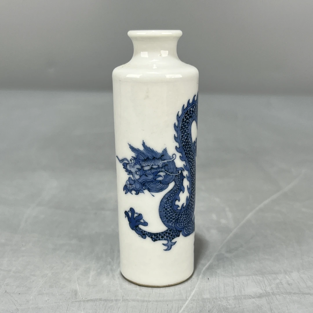 仿古瓷 仿古青花祥云龙纹鼻烟壶