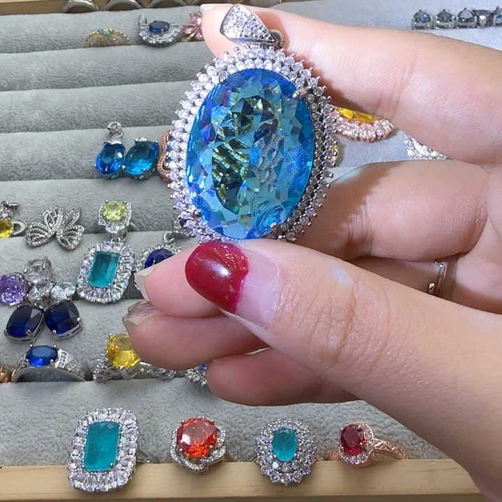 戒指水晶银S925镶嵌