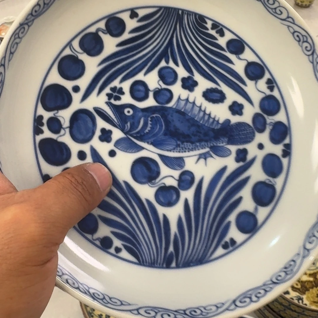 摆件青花鱼藻纹大壶承