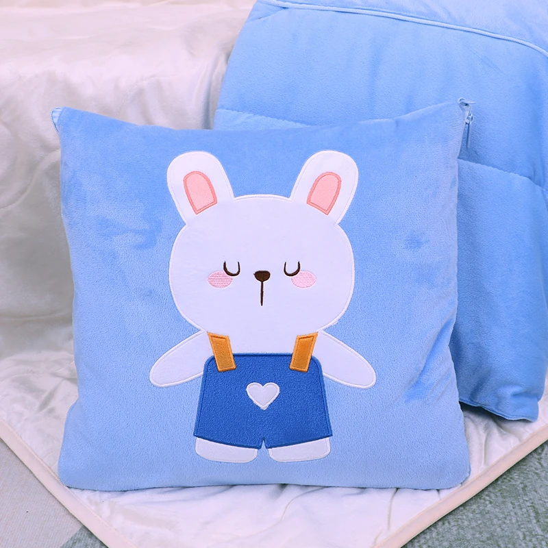 可爱兔抱枕被靠枕少女心午睡毯午休办公室上班两用二合一学生家用