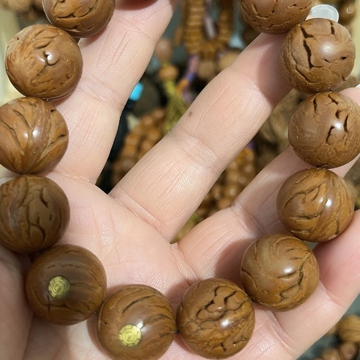 灰***迹核桃手串/手链精品桃枭大籽手串