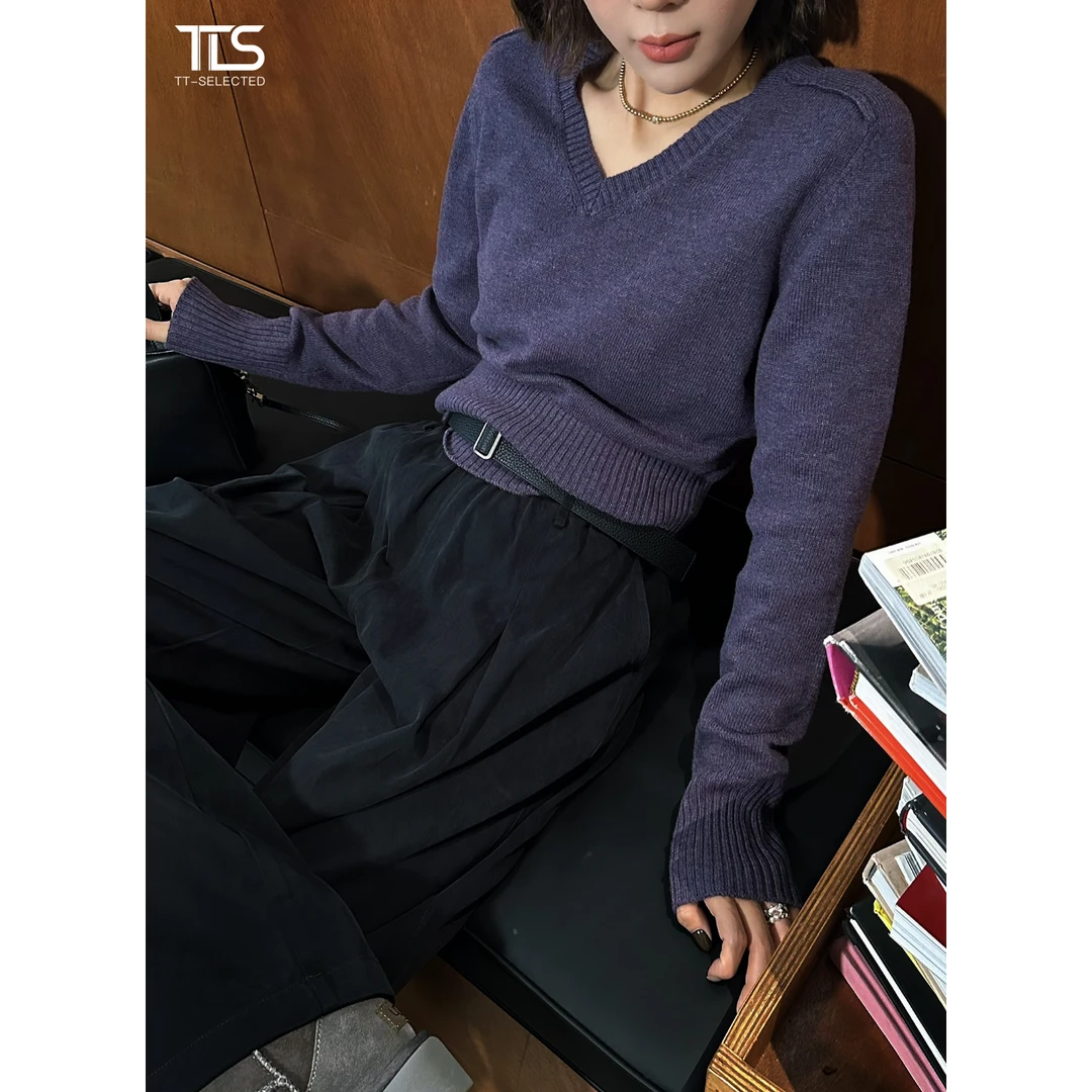 TT【小紫】澳洲进口美利奴100%绵羊毛柔软亲肤V领毛衣MY5208