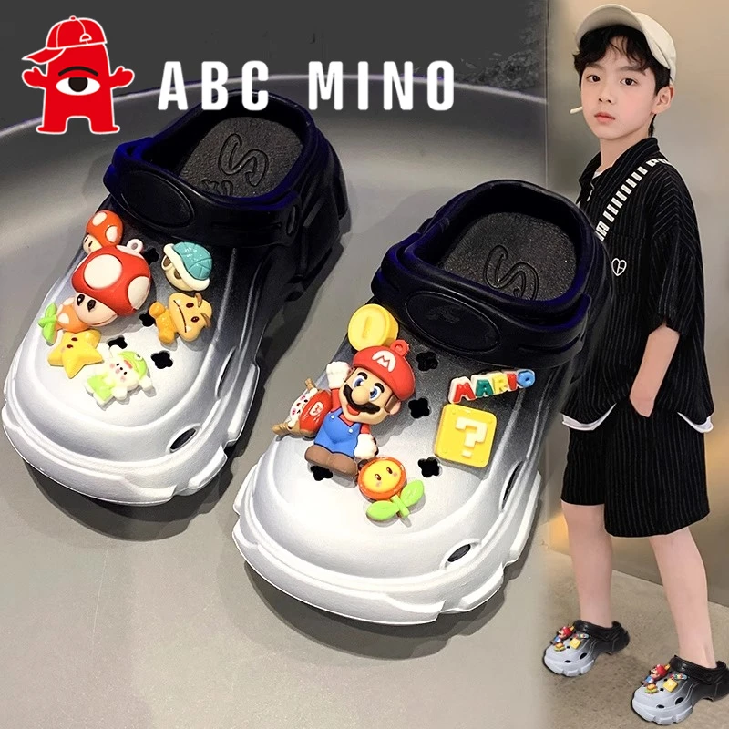 ABC MINO儿童拖鞋男童洞洞鞋夏季2025新款中大童软底防滑沙滩凉拖