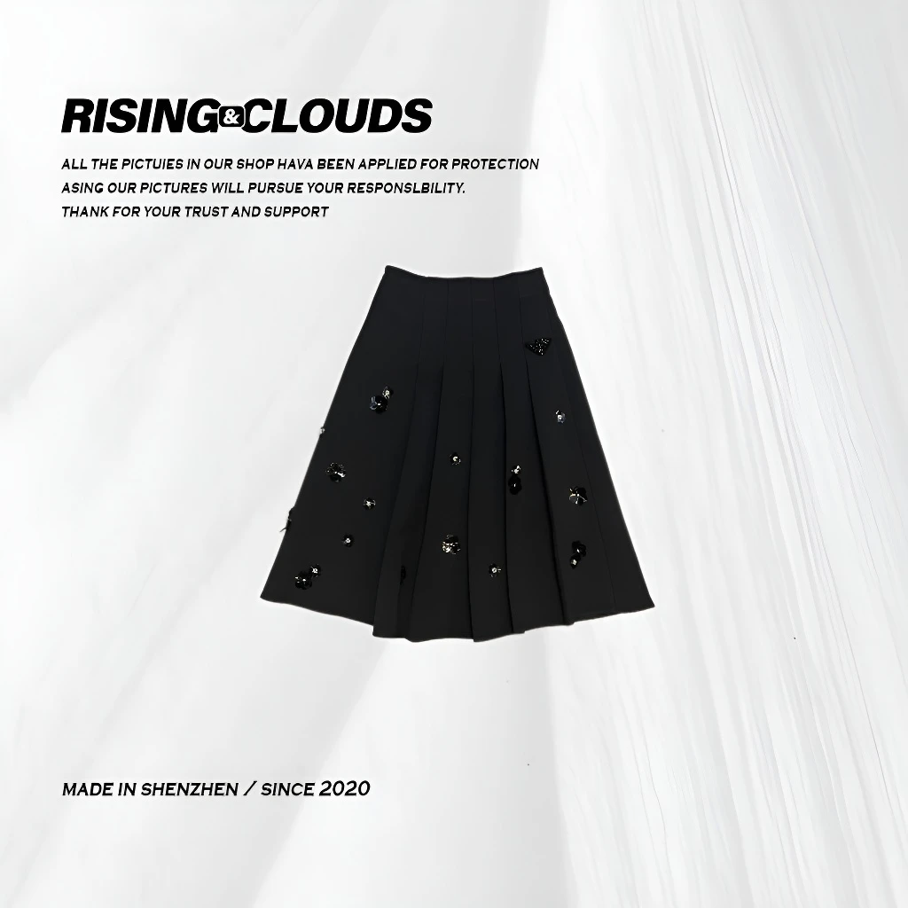 RISING&CLOUDS莎莎【星芒】时尚穿搭2024冬季重工珠片半裙120242