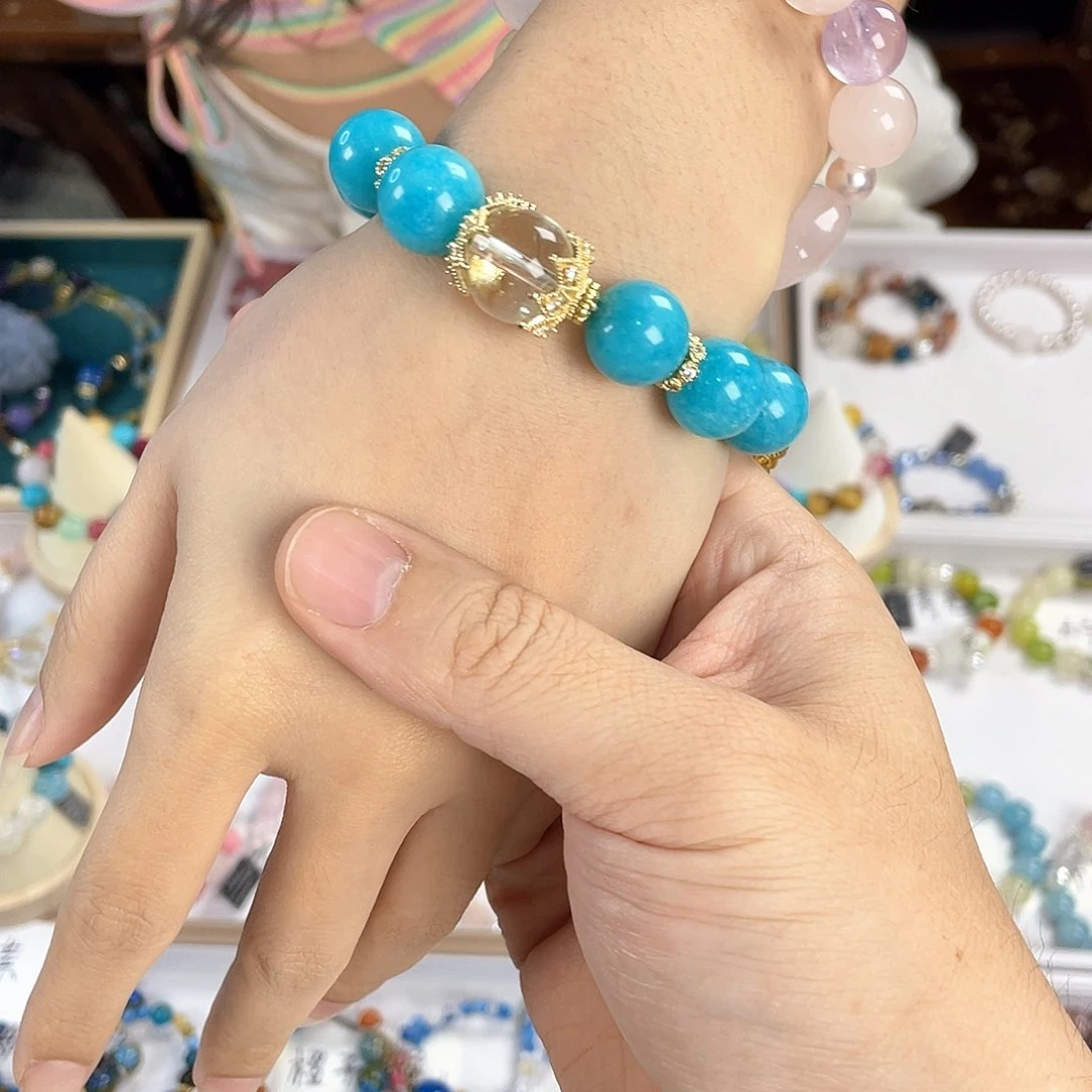 水晶手链银S925镀金镶嵌