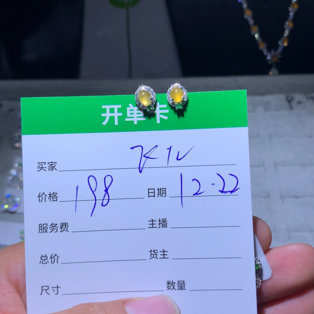 飞***@翡翠银S925镶嵌耳饰