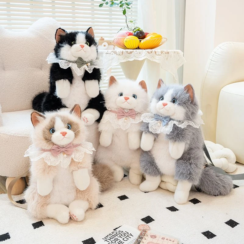 （现货包包）双肩包会喵喵叫可爱毛绒玩具女生生日礼物