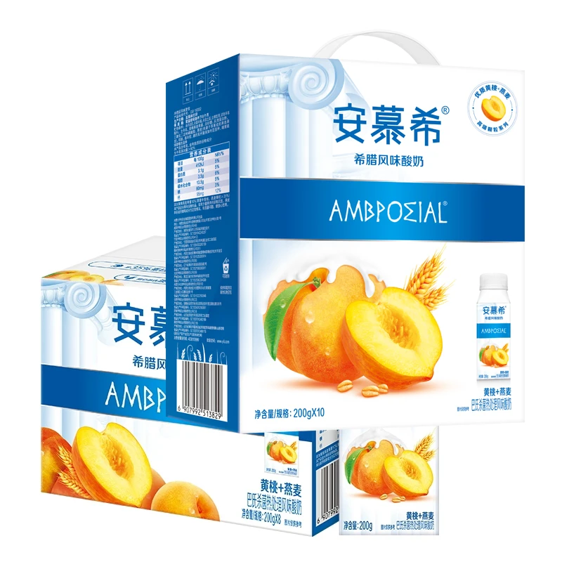伊利安慕希牛奶黄桃燕麦酸奶/草莓燕麦200g*10盒/箱【喝到二月】