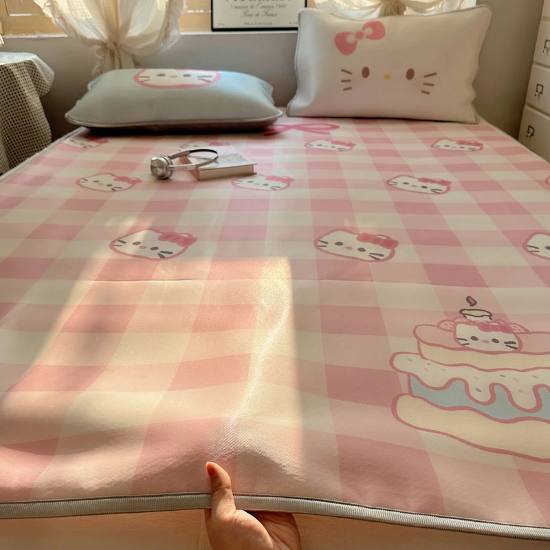 春夏新款小清新牛奶冰皮凉席可机洗席子三件套宿舍单人可爱空调席